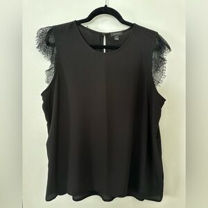 Halogen Women’s Black Sleeveless Shell Top with Lace Accents size XL